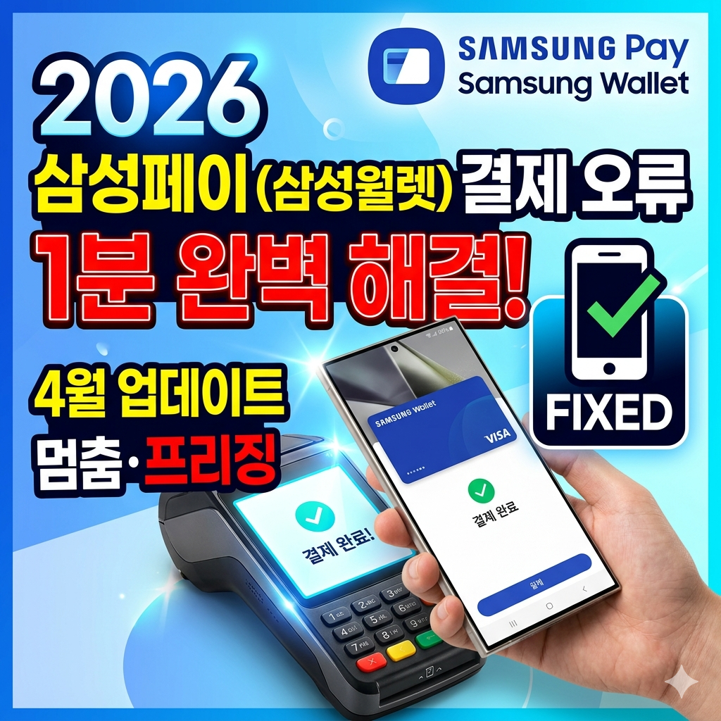 2026년 삼성페이(삼성월렛) 결제 오류 및 4월 업데이트 멈춤 현상 1분 해결법 썸네일