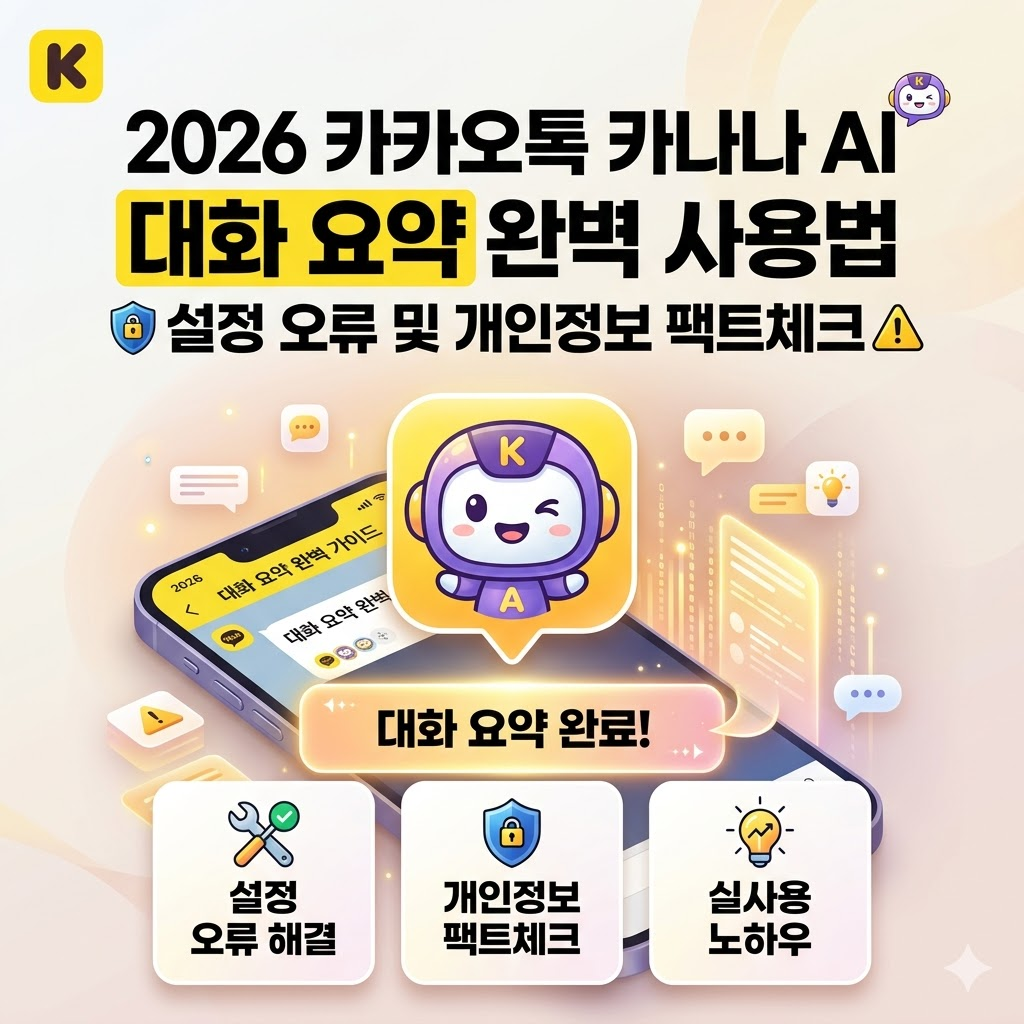 2026 카카오톡 카나나(Kanana) AI 대화 요약 완벽 사용법 (설정 오류 및 개인정보 팩트체크) 썸네일