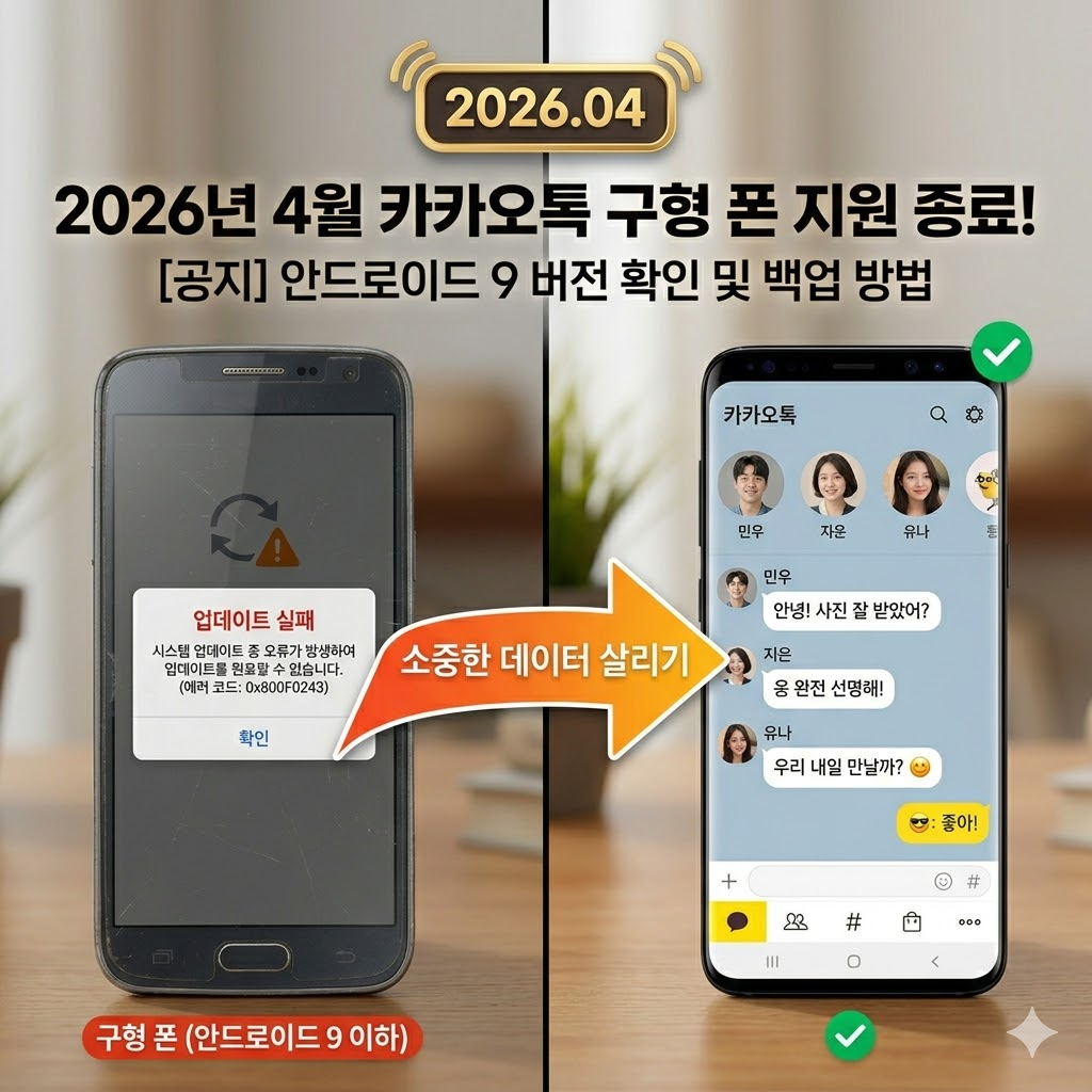 2026년 카카오톡 구형 폰 지원 종료 및 안드로이드 데이터 백업 완벽 가이드