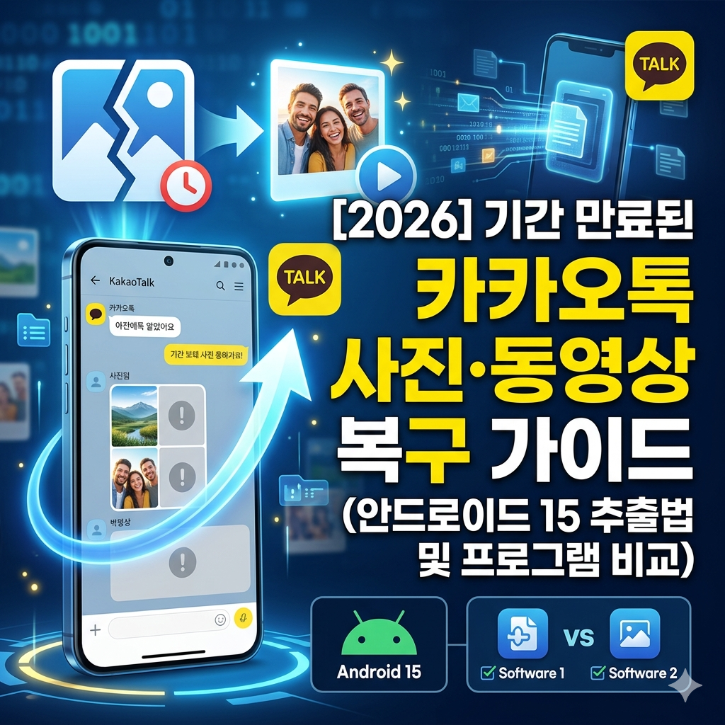 안드로이드 15 기반 기간 만료된 카카오톡 사진 및 동영상 복구 방법과 데이터 추출 소프트웨어별 성능 비교