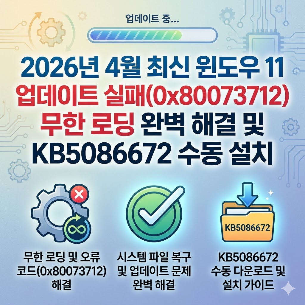 윈도우 11 업데이트 실패 0x80073712 오류 해결 및 KB5086672 수동 설치 완벽 가이드 썸네일