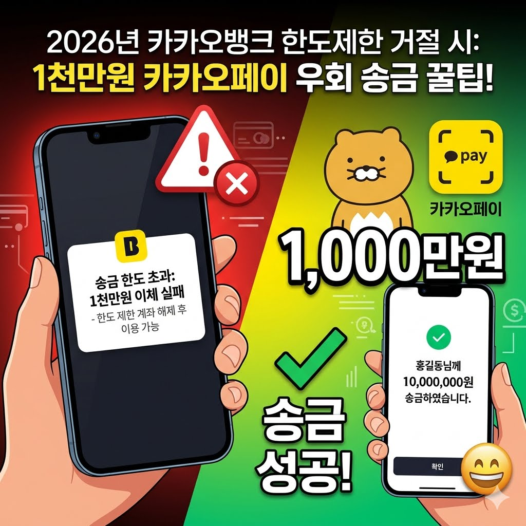 카카오뱅크 한도제한계좌 해제 거절 우회 송금 방법