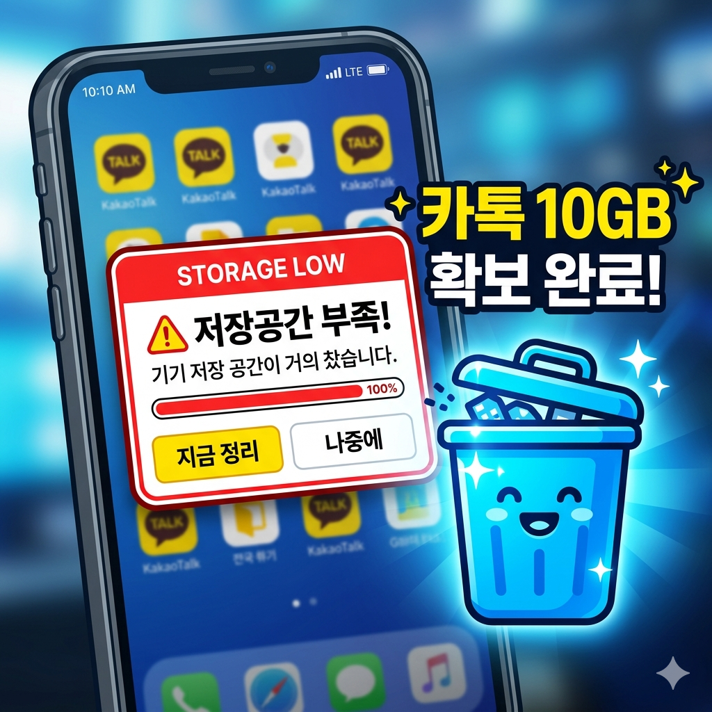 2026 아이폰·갤럭시 카카오톡 용량 10GB 늘리기: 캐시 데이터 삭제 1분 해결법 썸네일