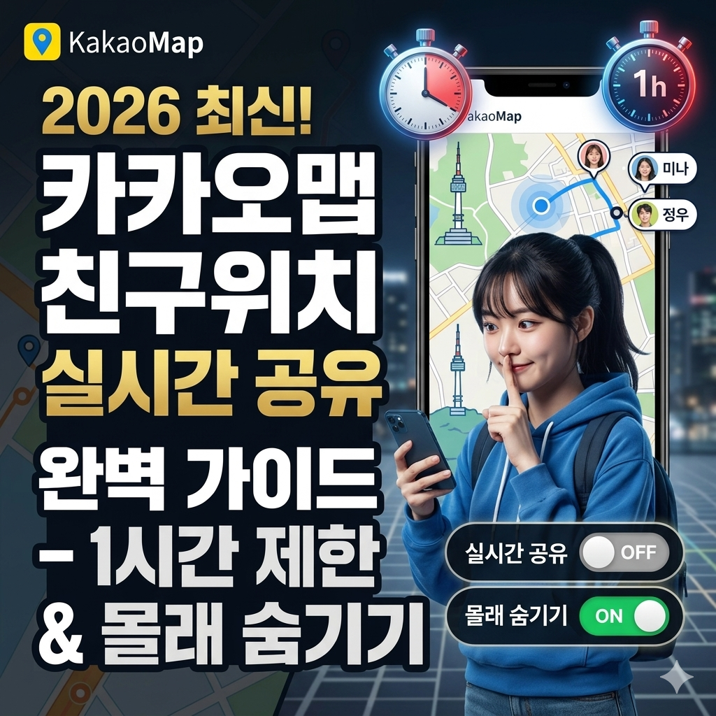 카카오맵 친구위치 실시간 공유 완벽 가이드: 1시간 제한 및 몰래 숨기기 (2026년 최신) 썸네일