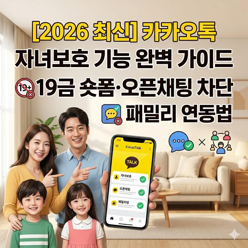 [2026 최신] 카카오톡 자녀보호 기 능 완벽 가이드: 19금 숏폼·오픈채팅 차단 및 패밀리 연동법 썸네일