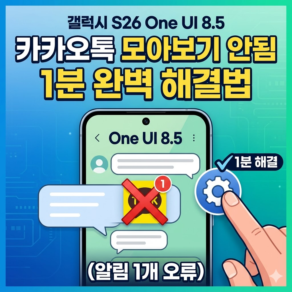 갤럭시 S26 One UI 8.5 카카오톡 모아보기 안됨 1분 완벽 해결법 (알림 1개 오류) 썸네일