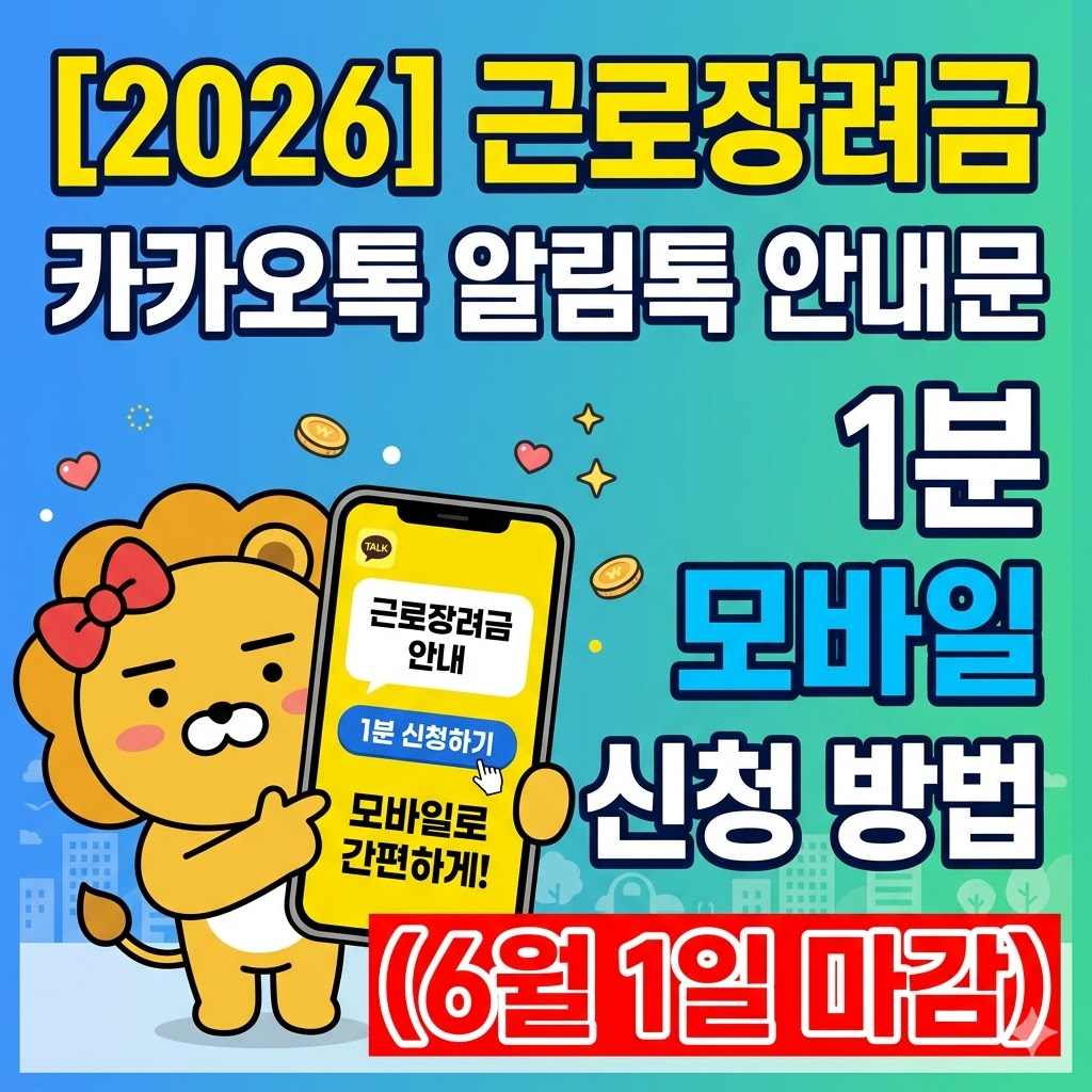 [2026] 근로장려금 카카오톡 알림톡 안내문 1분 모바일 신청 방법 (6월 1일 마감) 썸네일