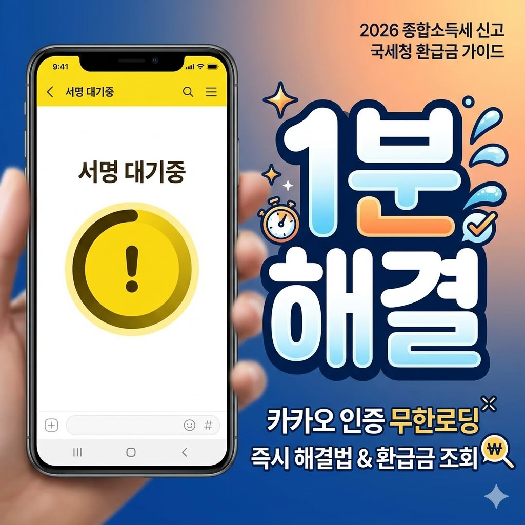2026 종합소득세 신고 카카오 인증서 서명 대기중 무한로딩 1분 완벽 해결법 썸네일