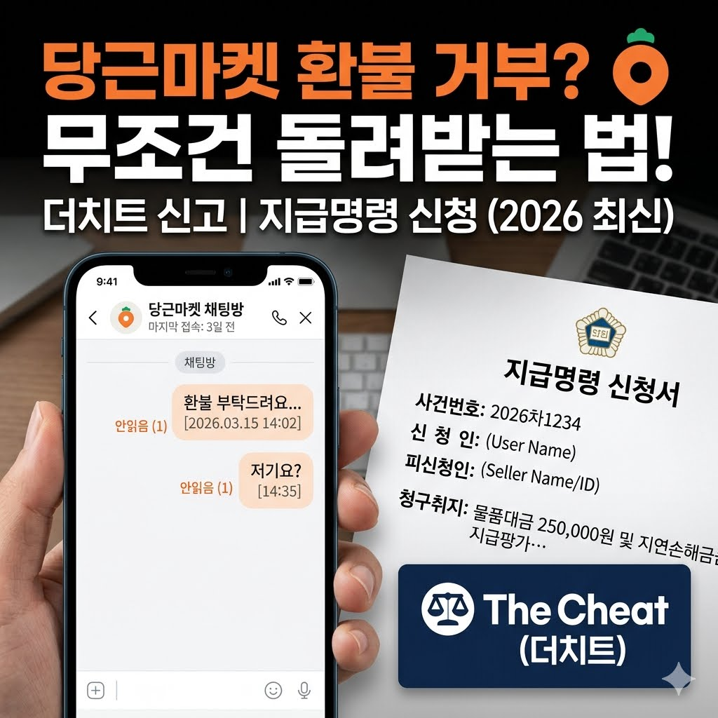 당근마켓 환불 거부 잠수 가해자 더치트 등록 및 전자소송 지급명령 해결법 썸네일