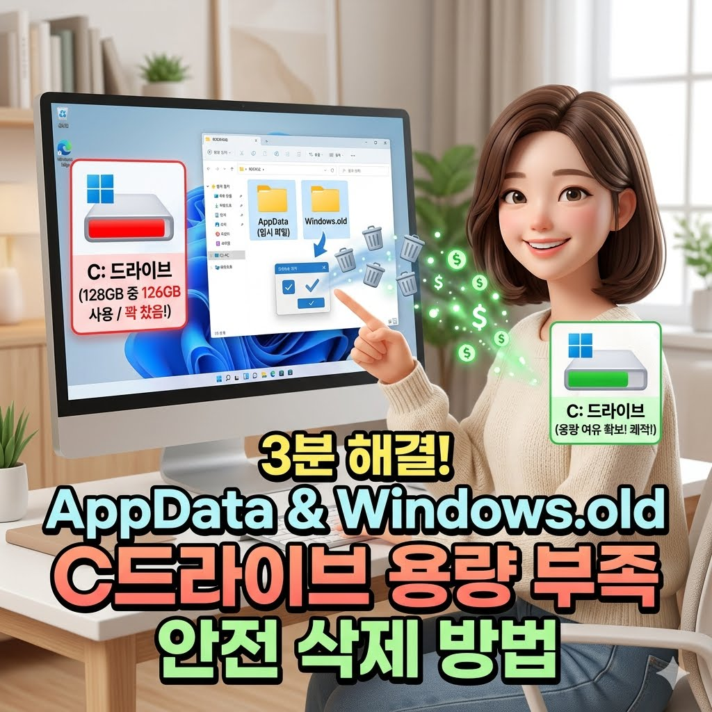 윈도우 11 24H2 C드라이브 용량 부족 완벽 해결 AppData 숨김폴더 찌꺼기 삭제 썸네일