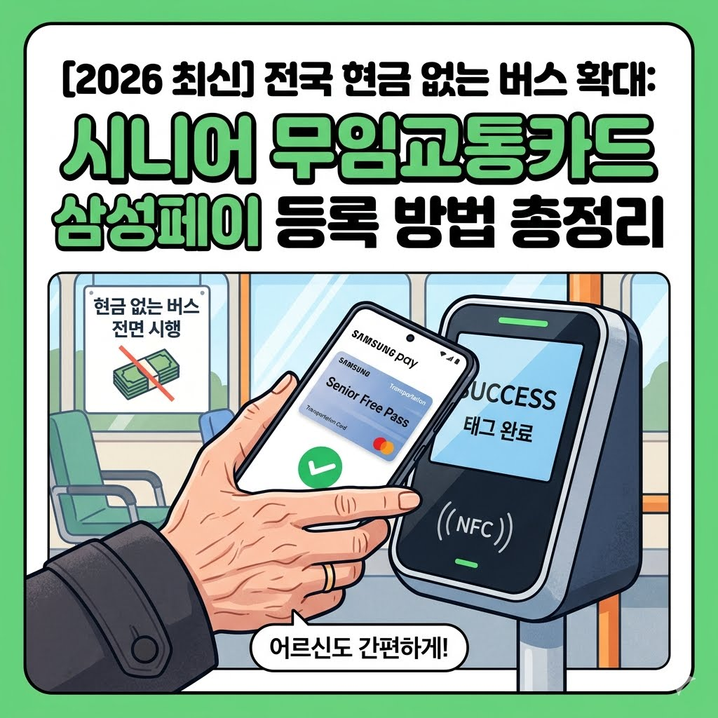 2026년 현금 없는 버스 시니어 무임교통카드 삼성페이 등록 방법