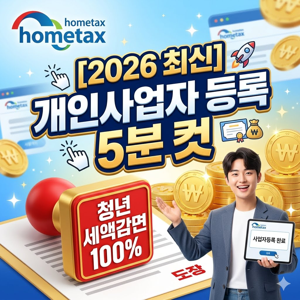 2026 개인사업자 등록하는 방법 및 청년 세액감면 100% 꿀팁 썸네일