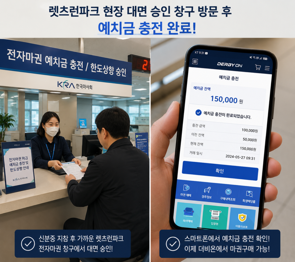 렛츠런파크 대면 승인 후 더비온 마이카드 충전 완료
