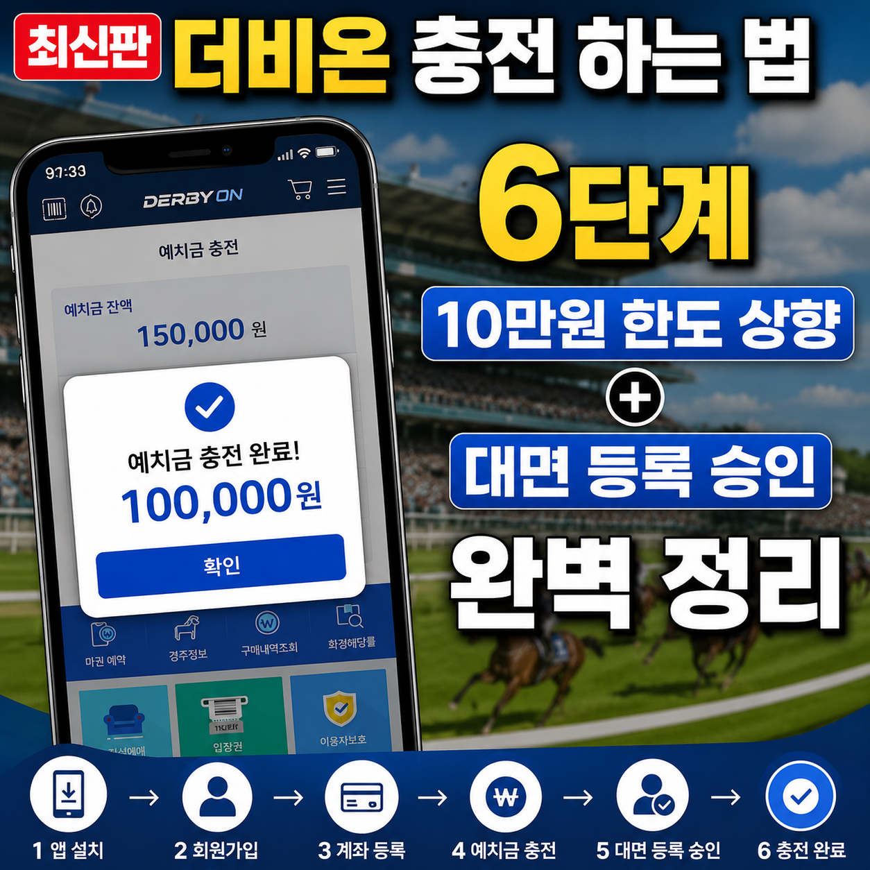 더비온 충전 하는 법 10만원 상향 및 대면 승인 완료 화면