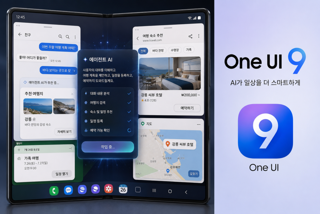 갤럭시 Z 폴드8 One UI 9 에이전트 AI 제미나이 인텔리전스 작동 화면