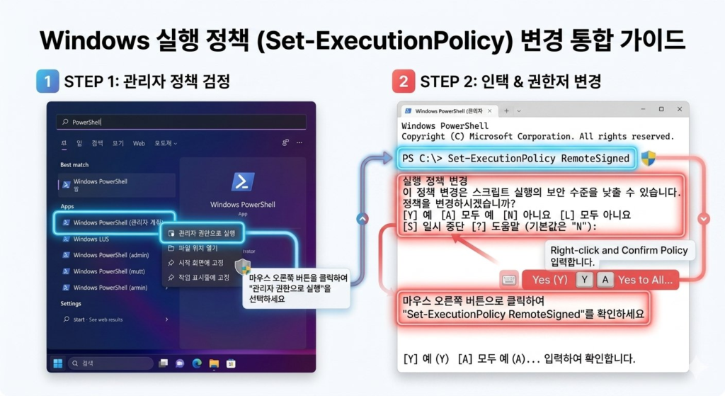 클로드 데스크탑 파워쉘 실행 정책 에러(PowerShell Execution Policy) 1분 해결법
