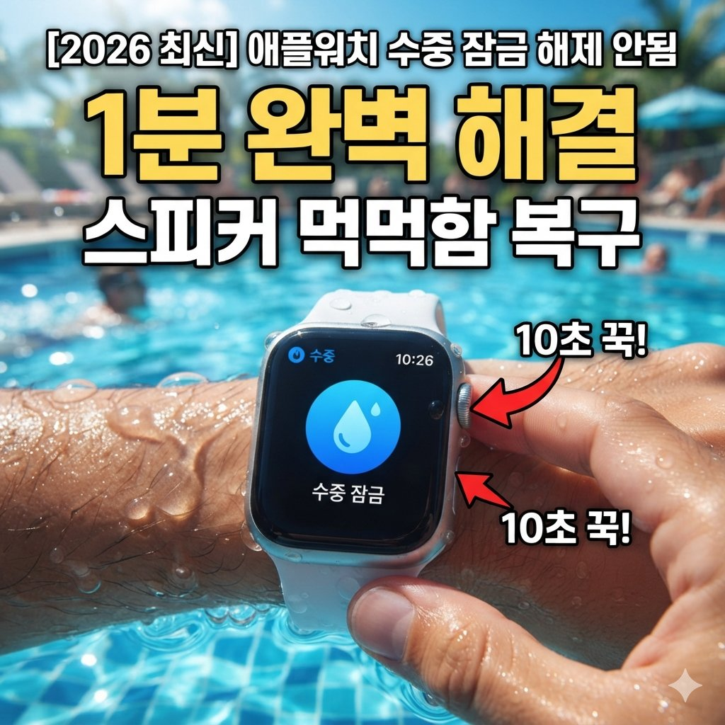애플워치 수중 잠금 워터락 해제 안됨 및 스피커 먹먹함 1분 복구 해결법