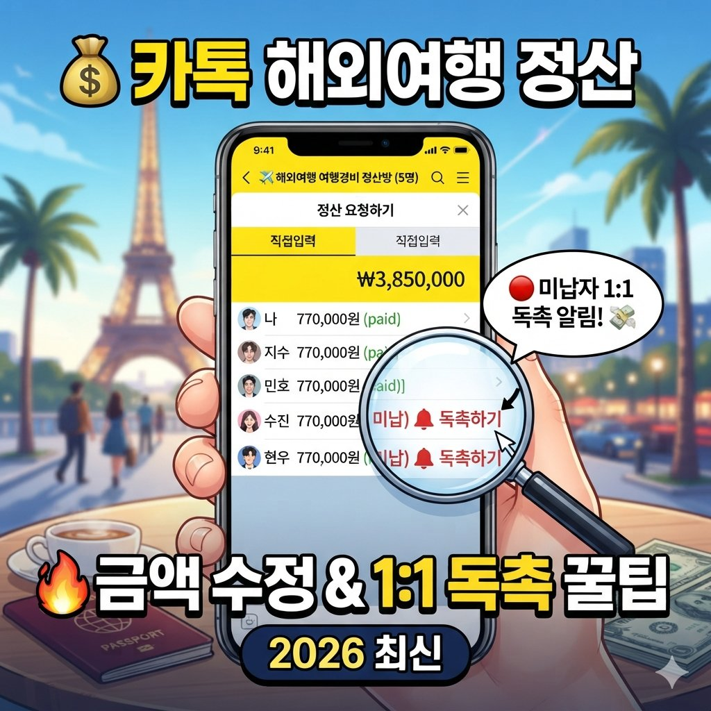 카카오톡 정산하기 더치페이 금액 수정 및 1:1 독촉 알림 기능
