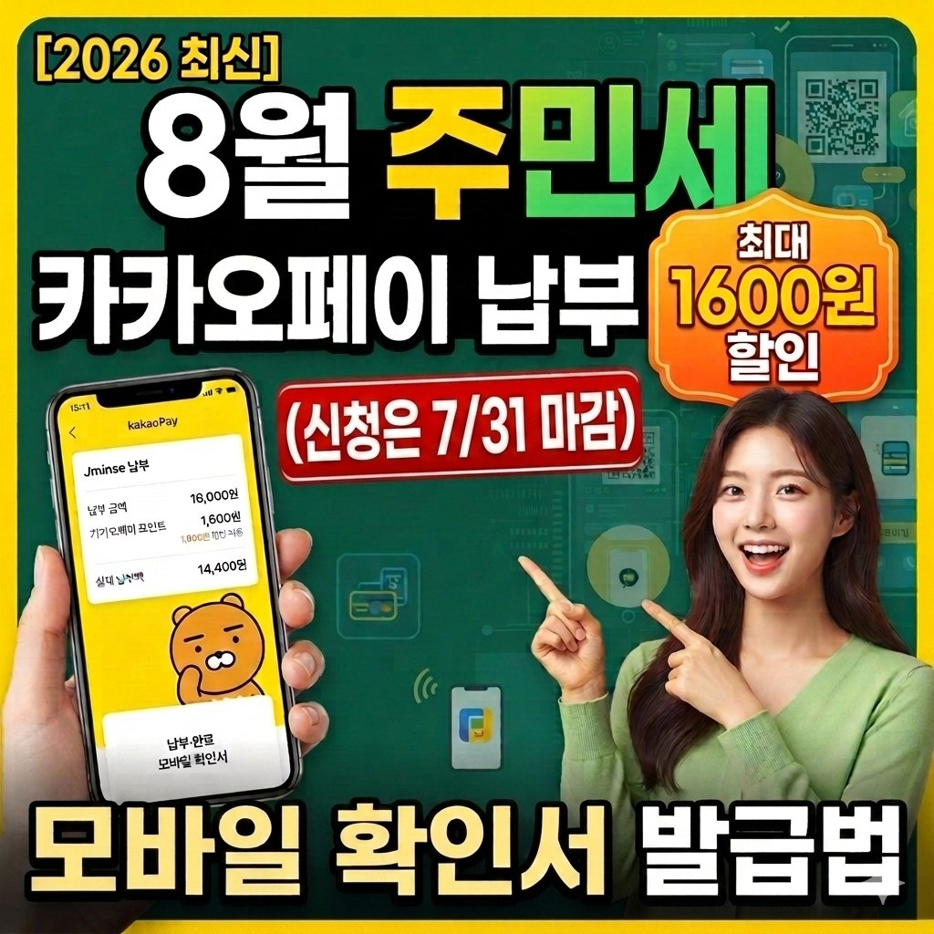 2026년 8월 주민세 카카오페이 모바일 납부 및 최대 1600원 세액공제 할인 안내