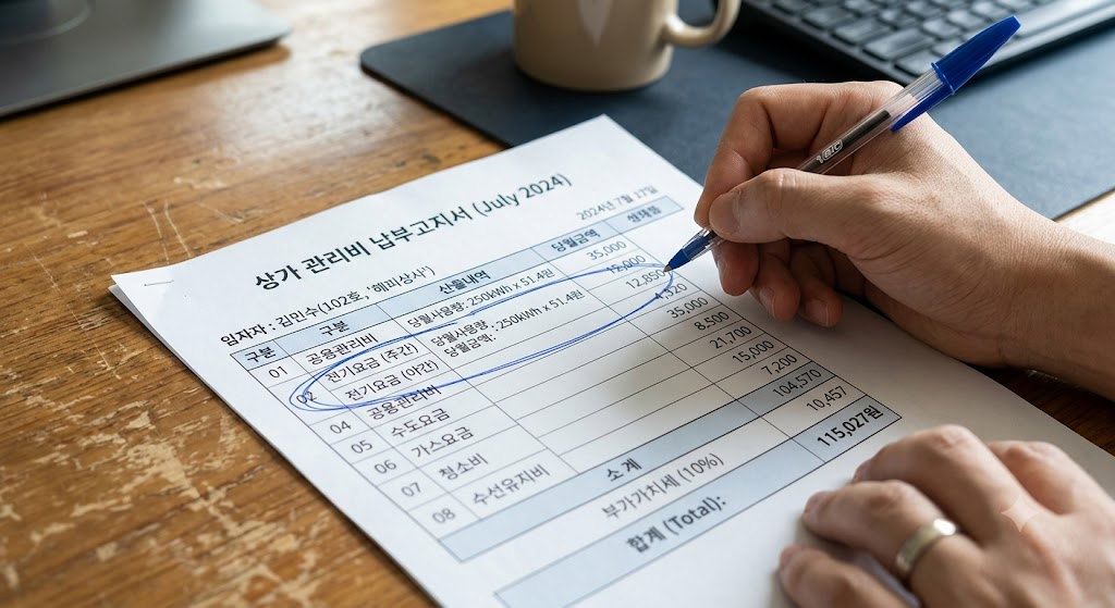 상가 관리비 고지서 전기요금 1만 2천원 이상 납부 증빙 방법