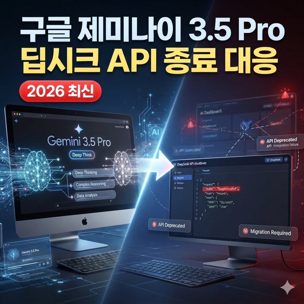 구글 제미나이(Gemini) 3.5 Pro 출시 및 딥시크 API 종료 대응 완벽 정리 (2026년 최신) 썸네일