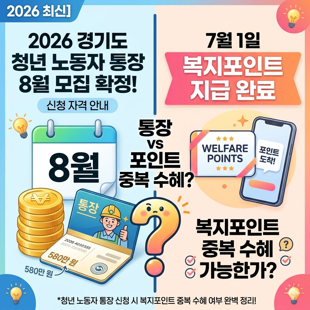 2026년 경기도 청년 노동자 통장 8월 모집 일정과 7월 청년 복지포인트 비교 요약
