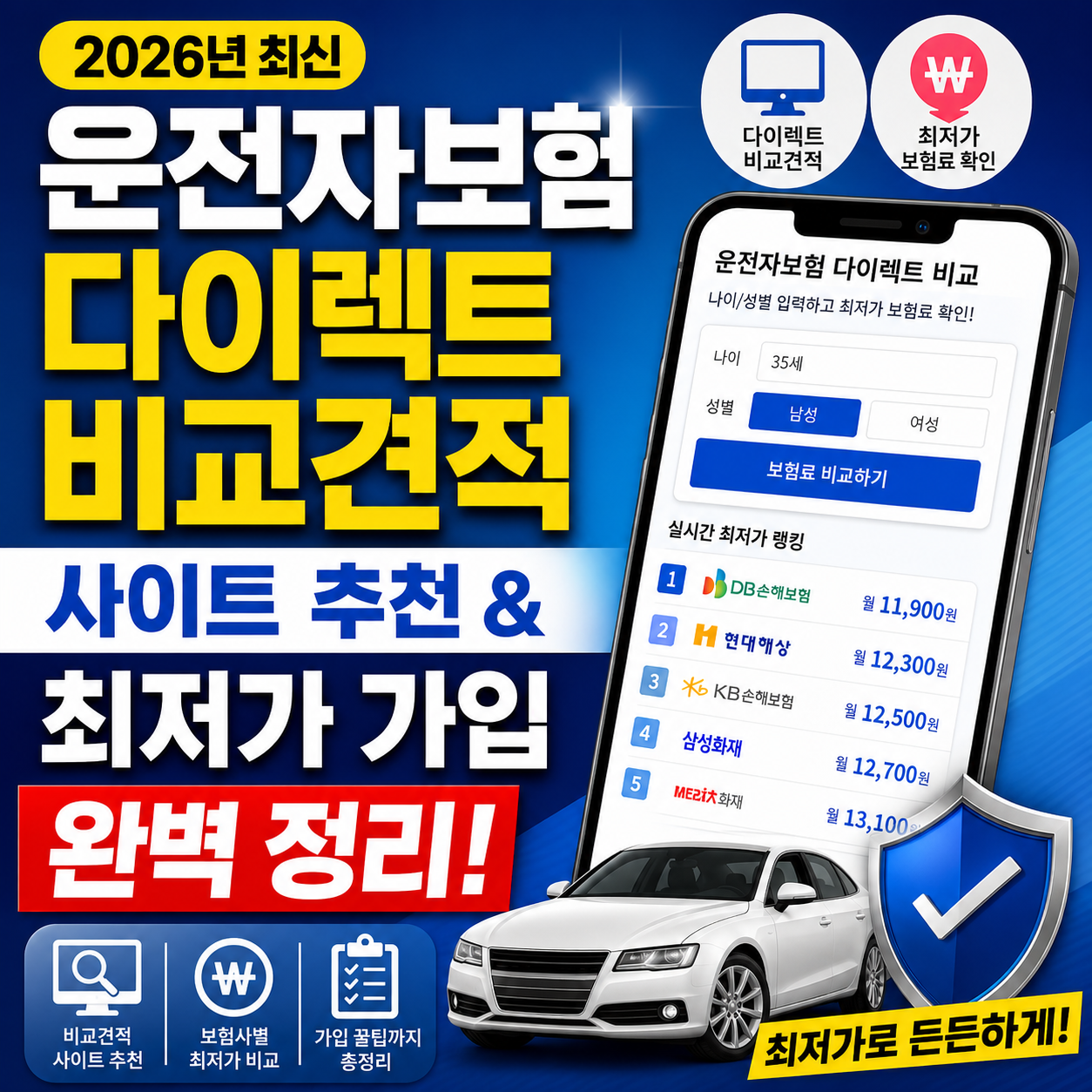 2026년 운전자보험 다이렉트 비교견적 사이트 추천 및 최저가 가입 완벽 정리 썸네일