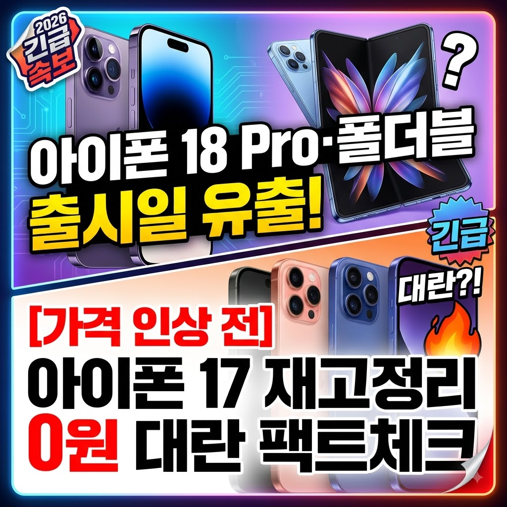 2026년 아이폰 18 프로 폴더블 가격 인상과 아이폰 17 재고정리 0원 혜택 완벽 비교