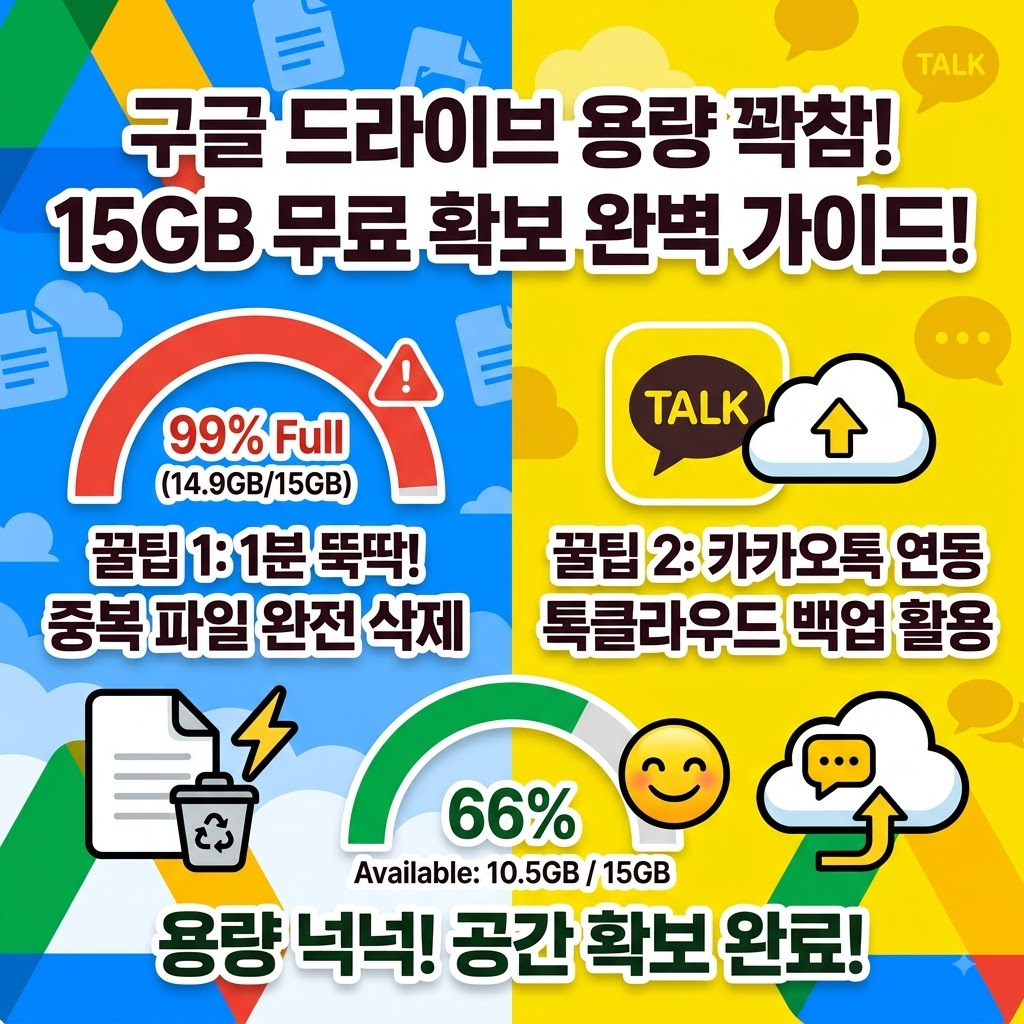 카카오톡 톡클라우드 요금 인상 대안 구글 드라이브 15GB 무료 확보 썸네일