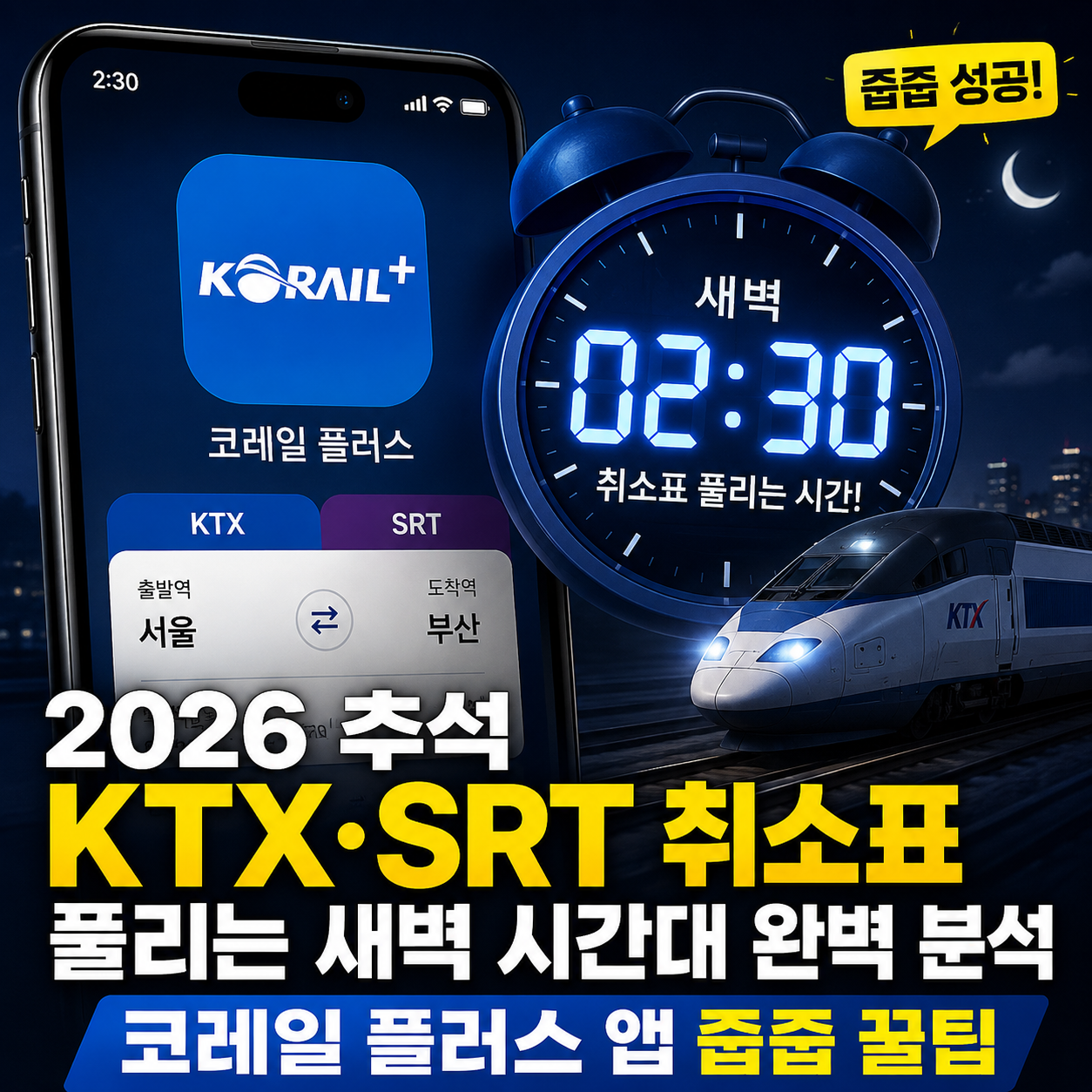 2026년 추석 KTX SRT 코레일 플러스 통합 앱 취소표 풀리는 새벽 시간대 안내