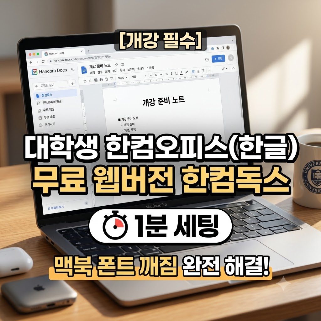 맥북 한글 폰트 네모 깨짐 해결 및 한컴독스 웹버전 무료 세팅 방법